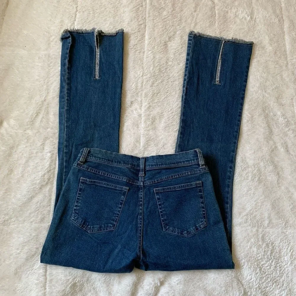 Vintage Y2K QPD Rhinestone Slit Bootcut Jeans Sz 5, Waist 14 - Inseam 30 EUC - Picture 2 of 9
